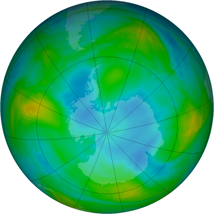 Antarctic ozone map for 11 June 1989